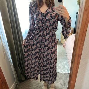 Lucky Brand Floral Black and Pink Dress